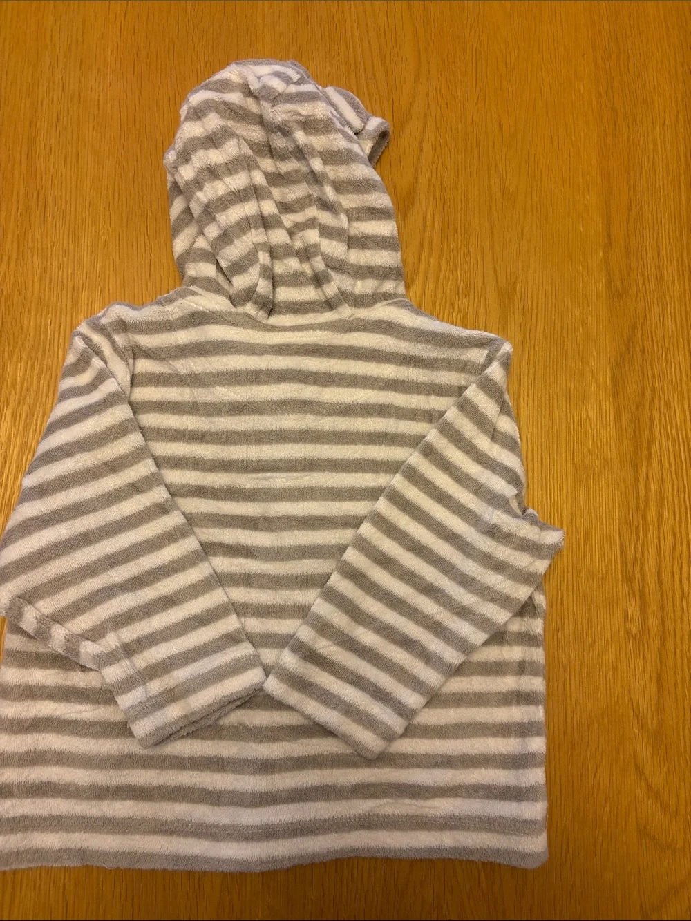 GAP Gray/beige & White Striped Hooded Baby Jacket with Ears - size 18-24 months